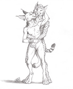 4_toes amputee anthro breasts digitigrade dipstick_tail disability duo ear_piercing ear_ring ear_tuft feet female fur genitals hand_on_head hand_on_wrist looking_down looking_down_at_partner looking_up_at_partner male male/female markings missing_hand multi_nipple nipples nude nude_anthro nude_female nude_male one_eye_closed piercing ring_piercing shadow simple_background smile spots spotted_body spotted_fur spotted_markings spotted_tail standing striped_markings striped_tail stripes tail tail_markings toes tongue tongue_out tuft vulva white_background wraps wrist_wraps 0laffson kari_(0laffson) shadi_(0laffson) caracal caracal_(genus) felid feline hybrid lynx mammal 2019 graphite_(artwork) hi_res monochrome signature traditional_media_(artwork)
