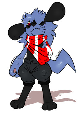 3_toes anthro biped black_body black_bottomwear black_clothing black_fur black_pants blue_body blue_fur blue_hair bottomwear closed_frown clothed clothed_anthro clothed_male clothing feet frown fur hair hair_over_eye male mouth_closed multicolored_body multicolored_fur multicolored_scarf pants pattern_clothing pattern_scarf red_eyes red_scarf scarf shadow simple_background snaggle_tooth solo standing striped_clothing striped_scarf stripes tail toes two_tone_scarf white_background white_scarf yellow_sclera darqlugia nintendo pokemon zane_(darqlugia) generation_4_pokemon pokemon_(species) riolu absurd_res hi_res