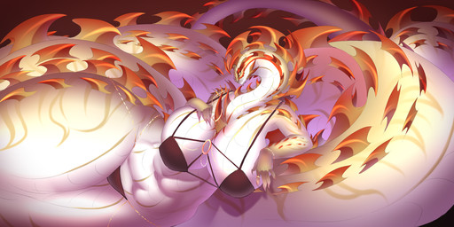anthro barely_contained big_breasts big_tail black_bra black_clothing black_panties black_underwear bra breasts chain clothed clothing female gold_(metal) gold_chain gold_ring hand_on_breast huge_breasts huge_tail long_tail lying multicolored_body on_side panties ring solo spikes spikes_(anatomy) stripes tail underwear underwear_only white_body white_breasts yellow_body kiskka capcom monster_hunter vashira_jormugan dalamadur elder_dragon 2025 hi_res