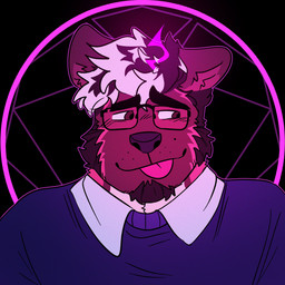 anthro black_eyebrows blep brown_body brown_ears brown_face brown_facial_hair brown_fur brown_goatee brown_hair closed_smile clothed clothed_anthro clothed_male clothing collared_shirt colored_fire eyebrows facial_hair fire fur goatee hair looking_aside male male_anthro mouth_closed pink_fire pink_glow pink_hair purple_clothing purple_nose purple_sweater purple_topwear red_eyes ring shirt smile solo sweater tan_body tan_fur tongue tongue_out topwear melaisen bau_(melaisen) akita american_akita canid canine canis domestic_dog mammal spitz 1:1 2023 absurd_res bust_portrait digital_drawing_(artwork) digital_media_(artwork) hi_res icon portrait