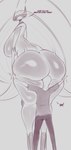 antennae_(anatomy) bald big_breasts big_butt blush blush_lines bottomwear breasts butt clothing crown duo eyelashes face_on_butt female grey_background hair head_on_butt headgear hug huge_breasts huge_butt hugging_another hugging_butt interspecies long_antennae long_hair looking_at_viewer male male/female nipples nude pants pokephilia pupils shirt simple_background size_difference standing text thick_thighs tiara topwear wide_hips saltyxodium nintendo pokemon generation_7_pokemon human mammal pheromosa pokemon_(species) ultra_beast 2024 english_text greyscale hi_res monochrome