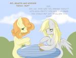 carrot_top_(mlp) comic container cup derpy_hooves_(mlp) duo earth_pony english_text equid equine feathered_wings feathers female food friendship_is_magic furniture hasbro horse mammal muffin my_little_pony pony table text v-invidia wings