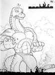 5_fingers ambiguous_gender anthro balls big_balls big_biceps big_muscles big_pecs bottomwear claws clothing cloud dialogue finger_claws fingers genitals group huge_balls loincloth long_neck long_tail machine male markings muscular muscular_anthro muscular_arms muscular_male muscular_thighs nipples pecs silhouetted_body sky solo_focus speech_bubble striped_back striped_legs striped_markings striped_neck striped_tail stripes surprise tail tail_markings teeth mr_person mystery_science_theater_3000 astor crow_t._robot joel_robinson tom_servo apatosaurus dinosaur diplodocid human mammal prehistoric_species reptile robot sauropod sauropodomorph scalie 2014 graphite_(artwork) greyscale hi_res monochrome pen_(artwork) traditional_media_(artwork)