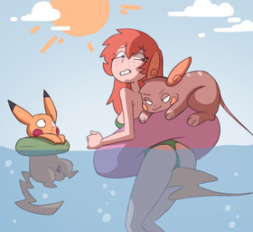 balls bestiality breasts butt camel_toe clothed clothed/nude clothed_female clothing cloud female female_on_feral feral freckles genitals group group_sex hair human_on_feral inflatable inner_tube interspecies larger_female larger_human male male/female nude orange_hair outside partially_submerged penis pokephilia questionable_consent sea sex size_difference sun swimwear tail tail_fetish tail_play trio water moshi_chan nintendo pokemon alolan_form alolan_raichu generation_1_pokemon generation_7_pokemon human mammal pikachu pokemon_(species) regional_form_(pokemon) rodent