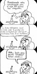 clothing coat dialogue female humor lab_coat protective_eyewear simple_background solo speech_bubble text topwear el_senor_erizo fanny_(el_senor_erizo) lagomorph leporid mammal rabbit absurd_res hi_res monochrome spanish_text translated