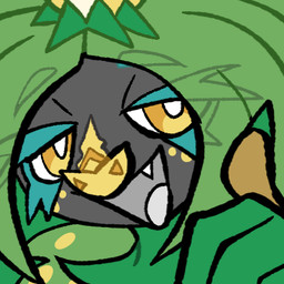 emote gesture green_hair hair hand_gesture piercing relaxing thumbs_up yellow_eyes blitzdrachin conditional_dnp bat mammal 1:1 icon low_res