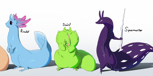 ambiguous_gender anthro black_body blue_body cowering dewlap_(anatomy) green_body group lineup long_tongue magenta_body melee_weapon orange_body overweight polearm purple_body red_body scared semi-anthro simple_background spear text tongue tongue_out weapon white_background white_body yellow_body entitycore rain_world videocult artificer_(rain_world) gourmand_(rain_world) hunter_(rain_world) inv_(rain_world) monk_(rain_world) rivulet_(rain_world) saint_(rain_world) spearmaster_(rain_world) survivor_(rain_world) watcher_(rain_world) slugcat absurd_res english_text hi_res long_image wide_image