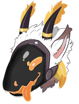 ambiguous_gender anthro brown_body brown_ears brown_fur fur horn machine orange_eyes orange_mouth orange_tongue pink_inner_ear protogen_visor simple_background solo tongue tongue_out white_background white_body white_ears white_fur kecuxa protogen 2025 headshot_portrait hi_res portrait