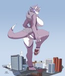 anthro apartment_building big_breasts breasts city destruction female fluffy footprint looking_at_viewer machine macro neck_tuft pawprint protogen_visor raised_leg solo tuft solutionwcs syko_(mamagen) mamagen protogen 2023 digital_media_(artwork) hi_res