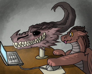 ambiguous_gender computer computer_mouse desk electronics feral furniture laptop solo table tongue tongue_out young xyeh2o mythology wings_of_fire unnamed_skywing_dragonet_(xyeh2o) dragon mythological_creature mythological_scalie scalie skywing_(wof) 5:4 hi_res meme