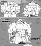 abs absurd_res anthro barely_contained big_muscles big_pecs big_penis bite biting_lip bodily_fluids bottomwear bovid bulge caprine clothing comic crater dialogue drooling eyewear gabriel_(parttimeyeen) genital_fluids genitals glasses goat growth hi_res horn huge_muscles huge_penis looking_pleasured male mammal monochrome muscle_growth muscular muscular_thighs night nipples pants parttimeyeen_(artist) pecs penis precum precum_pool precum_through_clothing profanity saliva shirt solo sweat thick_thighs tight_clothing topwear torn_clothing wet wet_clothing