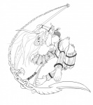 chain chain_weapon female mask melee_weapon naginata ninja polearm solo sword warrior weapon sliverman hasbro magic:_the_gathering wizards_of_the_coast ink-eyes mammal nezumi_(magic:_the_gathering) rodent absurd_res hi_res line_art monochrome