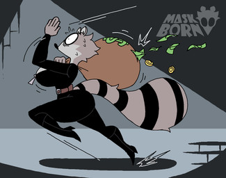 anthro big_breasts big_butt black_clothing bodily_fluids bodysuit boots breasts butt clothed clothing coin currency_symbol dollar_sign female female_anthro femme_fatale footwear fur gold_(metal) high_heeled_boots high_heels markings money money_bag money_sign nervous nervous_sweat panicked_look panicking pouch_(clothing) raccoon_tail ring running running_away shocked shoes side_view simple_background skinsuit solo stripes sweat symbol tail tail_markings thief tight_clothing diegutan uva_the_raccoon mammal procyonid raccoon hi_res