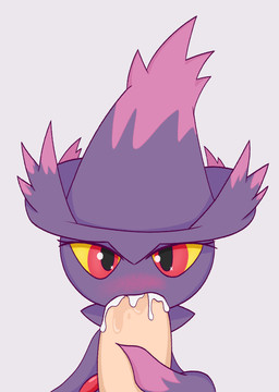 ambiguous_gender blush bodily_fluids clothing cum cum_in_mouth cum_inside disembodied_penis duo ejaculation fellatio first_person_view genital_fluids genitals hat headgear headwear looking_at_viewer male male_pov not_furry oral oral_penetration penetrating_pov penetration penile penis pov_blowjob purple_body red_eyes saliva sex simple_background solo_focus yellow_eyes nsfwbloom nintendo pokemon generation_4_pokemon ghost human humanoid mammal mismagius pokemon_(species) spirit absurd_res digital_media_(artwork) hi_res