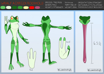 3_fingers 3_toes anthro countershade_face countershade_neck countershade_torso countershading extended_tongue feet fingers green_body long_tongue male markings nude palette rear_view solo striped_markings stripes text toes tongue lownleinhigh wralf_airrick_rockhold amphibian frog tree_frog english_text hi_res model_sheet portrait signature three-quarter_portrait