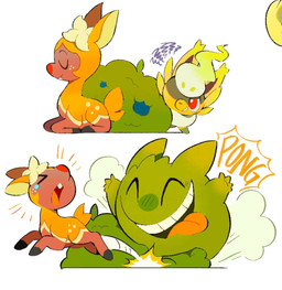 alternate_species buckteeth duo female feral feralized furrification jumping male pokefication simple_background sitting teeth white_background yellow_body ache13337003 deltarune nintendo pokemon undertale_(series) kris_dreemurr noelle_holiday autumn_deerling canid deerling generation_1_pokemon generation_5_pokemon generation_8_pokemon gengar hisuian_form hisuian_zorua mammal pokemon_(species) regional_form_(pokemon) 2025 hi_res