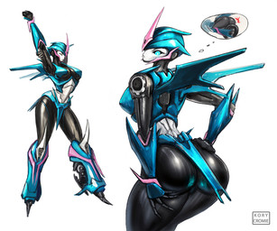 big_butt blue_body breasts butt female looking_back machine metal metallic_body multicolored_body small_waist solo thick_thighs under_boob wide_hips kory_cromie hasbro takara_tomy transformers arcee cybertronian humanoid robot 6:5 hi_res