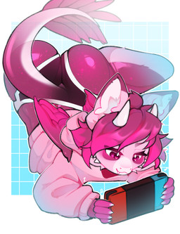 anthro ass_up bangs big_butt blush butt claws clothing fangs feathered_wings feathers female glistening glistening_butt hair half-closed_eyes holding_object hood hoodie horn inner_ear_fluff lying narrowed_eyes on_front pink_body pink_clothing pink_eyes pink_hair pink_hoodie pink_topwear pink_wings short_hair simple_background solo spread_legs spreading tail tail_feathers teeth topwear tuft white_claws white_horn wings pink_kutal23 mythology dragon mythological_creature mythological_scalie scalie 2025 colored digital_drawing_(artwork) digital_media_(artwork) hi_res shaded