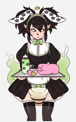 ageplay bottle clothing container diaper feces femboy green_eyes humanoid_pointy_ears infantilism maid_uniform male not_furry pacifier pointy_ears roleplay scatplay simple_background smelly soiled_diaper soiling solo stink_fumes stink_lines unclean_diaper uniform used_diaper zee-rage-man ryhn humanoid lagomorph leporid mammal rabbit