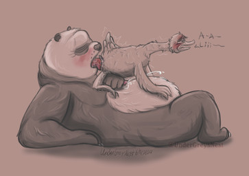 anal anthro beak belly big_belly blush bodily_fluids brown_background cheek_tuft claws crows_feet cum cum_on_belly cum_on_body cum_on_partner cum_on_partner's_belly cumshot dialogue digitigrade duo ejaculation eyes_closed facial_tuft feather_hands feather_tuft feathered_wings feathers finger_claws genital_fluids genitals half-closed_eyes hand_on_belly handjob handjob_while_rimming head_tuft long_neck looking_pleasured lying male male/male male_rimmed male_rimming male_rimming_male motion_lines narrowed_eyes neck_rolls on_back open_beak open_mouth oral orgasm orgasm_face orgasm_from_rimming overweight overweight_male paws penile penis reach_around rimming saliva saliva_on_face saliva_on_tongue sex shaking shaking_orgasm simple_background tail tail_feathers tapering_penis text thick_thighs toe_claws tongue tuft wings undergreysnest dreamworks kung_fu_panda li_shan_(kung_fu_panda) mr._ping anatid anseriform anserine avian bear bird giant_panda goose mammal dated english_text hi_res monochrome signature watermark
