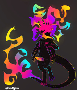4_arms anthro big_tail black_body colored_fire fire flaming_head flaming_tail genitals gradient_penis halo male multi_arm multi_limb orange_penis penis purple_penis solo tail tapering_penis smuttykiva mythology kaydelas dragon mythological_creature mythological_scalie scalie unknown_species hi_res