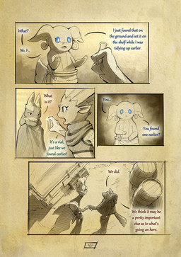 3_fingers anthro arm_scar barrel biped blue_eyes claws cloak clothing dialogue eyelashes female fingers fur group hand_spike holding_object light male nervous outside page_number red_eyes red_glow scar shadow spikes spikes_(anatomy) sunlight tail text trio vial truescorn nintendo pokemon pokemon_mystery_dungeon spike_chunsoft asche_(truescorn) clarity_(truescorn) orchid_(truescorn) audino generation_4_pokemon generation_5_pokemon lucario pokemon_(species) weavile 2025 comic english_text hi_res