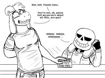 anthro bone box buying buying_condoms condom container dialogue duo embarrassed horn male nervous nervous_smile sexual_barrier_device skeleton text komododad deltarune undertale undertale_(series) asriel_dreemurr sans_(undertale) animated_skeleton boss_monster_(undertale) bovid caprine goat humanoid mammal undead 2025 4:3 black_and_white comic english_text hi_res monochrome