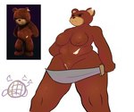 anthro big_breasts breasts crossgender female genitals hand_on_hip holding_melee_weapon holding_object holding_sword holding_weapon logo melee_weapon mtf_crossgender notched_ear nude overweight overweight_female plush_stuffing plushie pussy slightly_chubby slightly_chubby_female solo sword weapon discodemon naughty_bear bear living_toy mammal teddy_bear_(species) 6:5 absurd_res hi_res reference_image