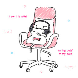 ambiguous_gender antennae_(anatomy) anthro electronics featureless_crotch floating_heart gaming gaming_chair headgear headphones headset heart_symbol kaomoji nude open_mouth playing_video_game rolling_chair sitting solo text whiskers sillycritterz domestic_cat felid feline felis mammal 2023 english_text hi_res