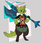 anthro axe big_axe blep claws clothed clothing hand_on_hip heart_symbol holding_object holding_weapon male male_anthro pose simple_background solo tail tongue tongue_out weapon almy atlyss kobold kubold_(atlyss) reptile scalie 2024 absurd_res digital_drawing_(artwork) digital_media_(artwork) hi_res