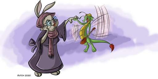 anthro clothed clothing duo eyewear female flying fur glasses green_body green_scales grey_body grey_fur headgear headwear horn lute male multicolored_body multicolored_scales musical_instrument open_mouth plucked_string_instrument scales string_instrument two_tone_body two_tone_scales ventral_scales wings yellow_body yellow_scales dutch_(artist) disney mythology robin_hood_(disney) glitter_(glitterbug) mother_rabbit dragon lagomorph leporid mammal mythological_creature mythological_scalie rabbit scalie 2020 digital_media_(artwork)
