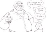 anthro baseball_cap beard clothing dress_shirt drunk duo faceless_character faceless_male facial_hair flirting hat headgear headwear male overweight overweight_anthro overweight_male shirt substance_intoxication text topwear chibsarts chibear bear canid canine mammal english_text