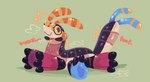 absurd_res after_transformation arthropod centipede chimekeeperderg_(artist) furred_centipede hi_res inanimate_transformation kuro_(chimekeeperderg) lineless male monster myriapod onomatopoeia pool_toy simple_background solo sound_effects text trans_(lore) trans_man_(lore) transformation