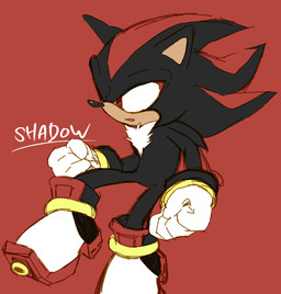 anthro biped black_body black_fur chest_tuft clothing fist footwear frown fur gloves handwear male narrowed_eyes pose red_background red_eyes shoes simple_background sneakers solo text tuft pokunchan sega sonic_the_hedgehog_(series) shadow_the_hedgehog eulipotyphlan hedgehog mammal 2013 character_name digital_drawing_(artwork) digital_media_(artwork) full-length_portrait portrait