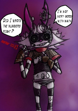 4_fingers anthro armwear black_eyes clenched_teeth clothed clothing clown_nose damaged dirty dirty_clothing drawing_on_body elbow_gloves female fingerless_gloves fingers flat_chested gloves grimace hair half_naked handwear loli machine makeup mask mime nipples notched_ear panties pasties plantigrade pointy_ears prick_ears rabbit_ears raised_clothing sharp_teeth simple_background skimpy speech_bubble striped_body stripes teeth teeth_showing text torn_clothing underwear white_hair wide_eyed young burdog fan_character naid-y_ampluta android humanoid lagomorph leporid mammal rabbit robot robot_humanoid digital_media_(artwork) english_text