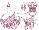 antennae_(anatomy) beard_beads bone camo compound_eyes exposed_brain hood horn idolmantis_diabolica jewelry mandibles mimicry multi_eye spine text wastedtimeee dungeons_and_dragons hasbro wizards_of_the_coast alien arthropod biomechanical insect mantis absurd_res concept_art hi_res