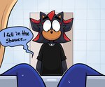 anthro bathroom bathtub bent_legs black_body black_clothing black_eyebrows black_eyes black_fur black_nose black_shirt black_t-shirt black_topwear blue_body blue_fur blue_wall clothed clothed_anthro clothed_male clothing dialogue doorway duo eyebrows fur inside light looking_at_another looking_down_at_partner male male_anthro markings mostly_offscreen_anthro mostly_offscreen_character mostly_offscreen_male multicolored_body multicolored_fur red_markings shirt shower_curtain speech_bubble standing t-shirt tan_body tan_inner_ear tan_skin text thick_eyebrows tile tile_wall topwear wall_(structure) wet wet_body wet_legs beastofeuthanasia sega sonic_the_hedgehog_(series) shadow_the_hedgehog sonic_the_hedgehog eulipotyphlan hedgehog mammal 2025 colored digital_drawing_(artwork) digital_media_(artwork) english_description english_text lighting shaded