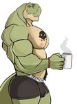 anthro beverage biceps big_biceps big_deltoids big_muscles black_tattoo body_hair bracelet bulge chest_hair chest_tattoo clothing coffee container countershade_body countershade_face countershade_neck countershade_scales countershade_torso countershading cup dark_tattoo deltoids facial_hair green_arms green_body green_face green_fingers green_hands green_head green_legs green_neck green_scales happy_trail holding_container holding_cup holding_object huge_deltoids huge_muscles hyper hyper_biceps hyper_deltoids hyper_muscles hyper_triceps jewelry light_arms light_body light_chest light_eyes light_face light_fingers light_hands light_head light_legs light_neck looking_at_viewer male male_anthro manly mature_anthro mature_male monotone_arms monotone_chest mug multicolored_body multicolored_scales muscular muscular_anthro muscular_arms muscular_male neck_muscles nipples non-mammal_nipples pecs pubes scale_tattoo scales side_view simple_background skull_symbol skull_tattoo small_eyes smile solo standing steam symbol symbol_tattoo tan_body tan_chest tan_countershading tan_face tan_head tan_neck tan_scales tattoo teeth trapezius triceps two_tone_body two_tone_face two_tone_head two_tone_neck two_tone_scales underwear white_background yellow_eyes darknaigart jace_(darknaig) dinosaur prehistoric_species reptile scalie theropod tyrannosaurid tyrannosauroid tyrannosaurus tyrannosaurus_rex 2021 absurd_res colored digital_drawing_(artwork) digital_media_(artwork) hi_res