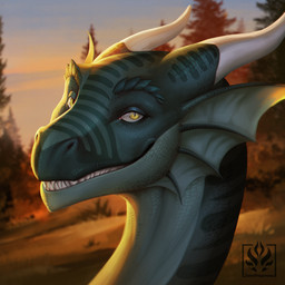 ambiguous_gender blurred_background countershading detailed_background ear_fins eyebrows feral fin forest green_body green_countershading green_membrane green_scales horn logo looking_at_viewer membrane_(anatomy) multicolored_body multicolored_scales open_mouth open_smile outside plant pupils scales side_view slit_pupils smile smooth_horn snout solo teeth text tree two_tone_body two_tone_scales wavy_horn white_horn yellow_eyes jadedragoness mythology hondra dragon mythological_creature mythological_scalie scalie 1:1 2021 artist_logo artist_name detailed digital_media_(artwork) digital_painting_(artwork) headshot_portrait icon painting_(artwork) portrait shaded