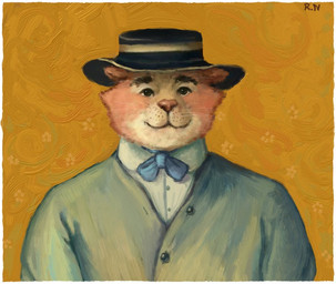 anthro clothed clothed_anthro clothed_male clothing ears_down flower fur hat headgear headwear jacket looking_at_viewer looking_forward male orange_body orange_fur pivoted_ears plant smile smiling_at_viewer solo topwear wearing_hat reynard_goodfellow domestic_cat felid feline felis mammal
