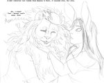 amanda_(tcitw) animal_humanoid anthro arania blush breasts clothed clothing comic duo english_text felid female greyscale herm_(lore) hi_res humanoid lagomorph lagomorph_humanoid leporid_humanoid lion mammal mammal_humanoid mane monochrome open_mouth pantherine rabbit_ears rabbit_humanoid suki_(tcitw) text the_cabin_in_the_woods_(arania) whiskers