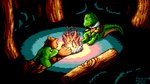 ambiguous_gender anthro camp campfire duo fire forest log plant tree wood blckflyn flygon_(artist) avian bird crocodile crocodilian owl reptile scalie 16:9 digital_media_(artwork) pixel_(artwork) widescreen