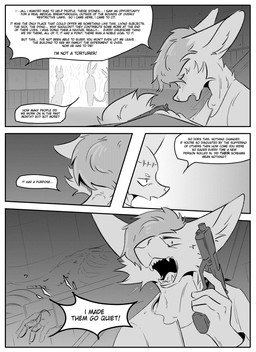 ambiguous_gender anthro clothed clothing dialogue group gun hairless handgun inner_ear_fluff inside male nude pistol ranged_weapon simple_background sitting speech_bubble surgical_suture text tuft weapon kifyun2 benjamin_(undying_void) eric_doyle joseph_(undying_void) canid canine domestic_cat felid feline felis fox hairless_cat mammal sphynx_(cat) absurd_res black_and_white comic hi_res monochrome