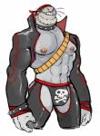 2019 abs anthro bandanna beard biceps boots bracelet butt chaps clothed clothing collar corrupted facial_hair facial_piercing footwear gold_(metal) gold_tooth hyenaface jewelry jockstrap kerchief male mammal marine mind_control muscular muscular_anthro muscular_male my_hero_academia navel nipple_piercing nipples nose_piercing nose_ring pecs piercing pinniped portrait ring_piercing ringed_eyes seal selkie_(my_hero_academia) simple_background skimpy skull_and_crossbones smile solo spiked_bracelet spiked_collar spikes three-quarter_portrait tight_clothing underwear whiskers white_background