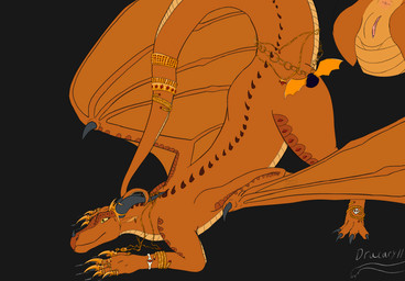 anklet anus aroused ass_up black_background bodily_fluids butt claws crown feet female female_feral feral genital_fluids genitals gold_(metal) gold_jewelry headgear horn horn_jewelry jack-o'_pose jewelry looking_at_viewer necklace orange_anus pink_anus pink_vulva pose presenting presenting_anus presenting_vulva quadruped raised_tail scales seductive simple_background slim solo tail talons toe_claws toes vaginal_fluids vaginal_fluids_on_vulva ventral_scales vulva wings yellow_sclera dracaryll mythology wings_of_fire scarlet_(wof) dragon mythological_creature mythological_scalie scalie absurd_res hi_res