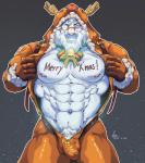 abs anthro bell blush bulge clothed clothing costume erection eyewear fur genitals harness holidays male monocle muscular muscular_anthro muscular_male navel nipples onesie partially_clothed pecs penis pubes solo white_body white_fur laon8130 christmas lifewonders tokyo_afterschool_summoners snow_(tas) felid lion mammal pantherine