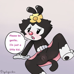accessory anthro black_body blush clothed clothing female flat_chested flower fur genitals gloves hair hair_accessory handwear loli male plant simple_background solo tail vulva young young_anthro young_female psychojunkie animaniacs warner_brothers dot_warner mammal 1:1 digital_media_(artwork) hi_res
