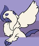 arm_tuft blue_body claws feral fur looking_at_viewer male neck_tuft one_eye_obstructed open_mouth purple_background simple_background solo tail teeth text tuft white_body white_fur wings catjam_(artist) nintendo pokemon emil_(catjam) generation_6_pokemon mega_absol mega_evolution pokemon_(species) artist_name digital_media_(artwork) pixel_(artwork)