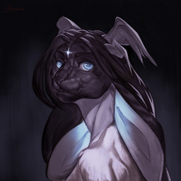 ambiguous_gender anthro black_body black_hair blue_body blue_eyes feral floppy_ears fur hair head_wings long_ears markings multi_wing multicolored_body multicolored_fur simple_background smile solo star star_(marking) unusual_wing_placement wings conditional_dnp kiras_arkaneks lagomorph leporid mammal rabbit 1:1 absurd_res detailed digital_media_(artwork) digital_painting_(artwork) hi_res painting_(artwork) portrait shaded signature female_(lore)