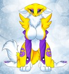 anthro big_breasts breasts featureless_breasts featureless_crotch female navel pawpads paws solo cassielink renamonpaws bandai_namco digimon digimon_adventure canid canine digimon_(species) mammal renamon absurd_res digital_media_(artwork) digital_painting_(artwork) hi_res